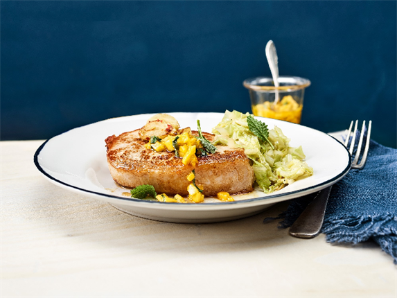 Schweinesteak mit Mango – Limetten – Salsa